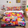 Colorful Animal Cars Pattern Bedding Duvet Cover Set  (1*Duvet Cover 2*Pillowcases, Without Duvet Insert)