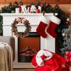 Christmas Wreath Red Green Strips Bow Holiday Wreaths For Winter Festival New Year Housewarming Table Centerpiece Party