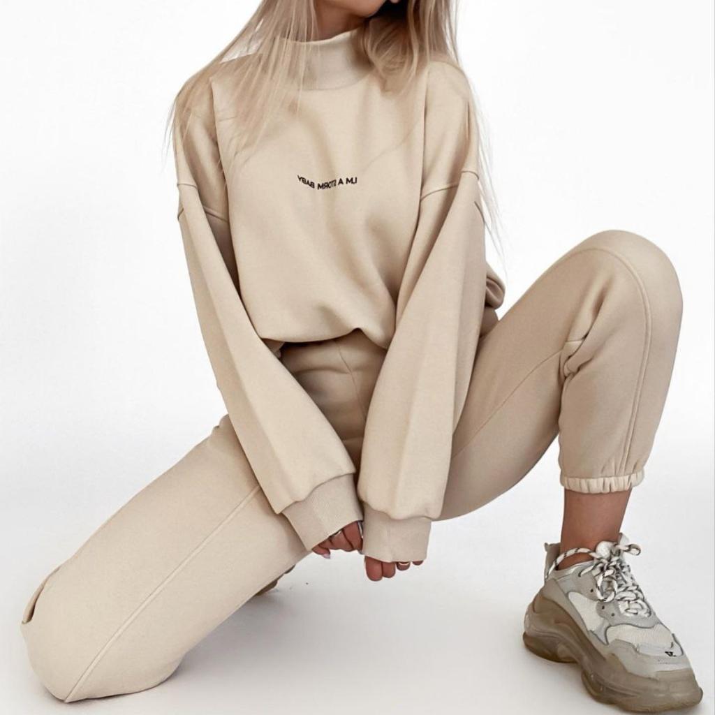 Autumn Winter 2 Piece Set Women Hoodie Pants Printed Tracksuit Pullover Sweatshirt Trousers with Pockets Tracksuit Suits