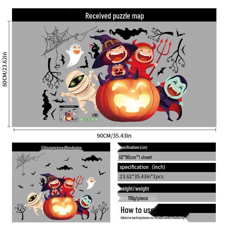 2025 Halloween Pumpkin & Witch Static Cling Wall & Window Stickers