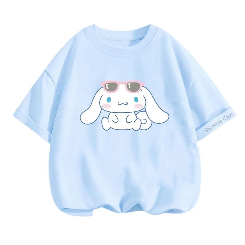 Cinnamoroll Cartoon Sanrio T-shirt Kids 3-14Y Boys Clothes Girls Summer Casual Tops Wear