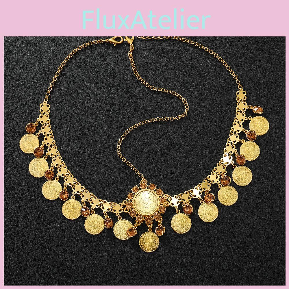 Simulation Gemstone Fashion Decoration Circular Tassel Design Gold Headwear