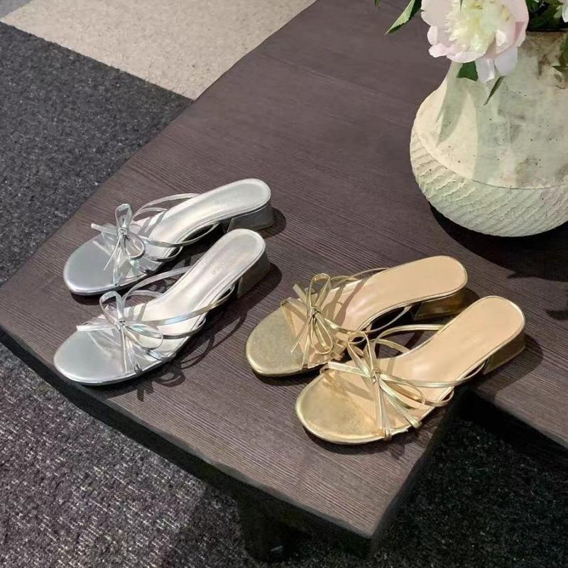 

New Summer Night~ Sweet Bow Versatile Steak Heel Roman Sandals Girl 40 золотой