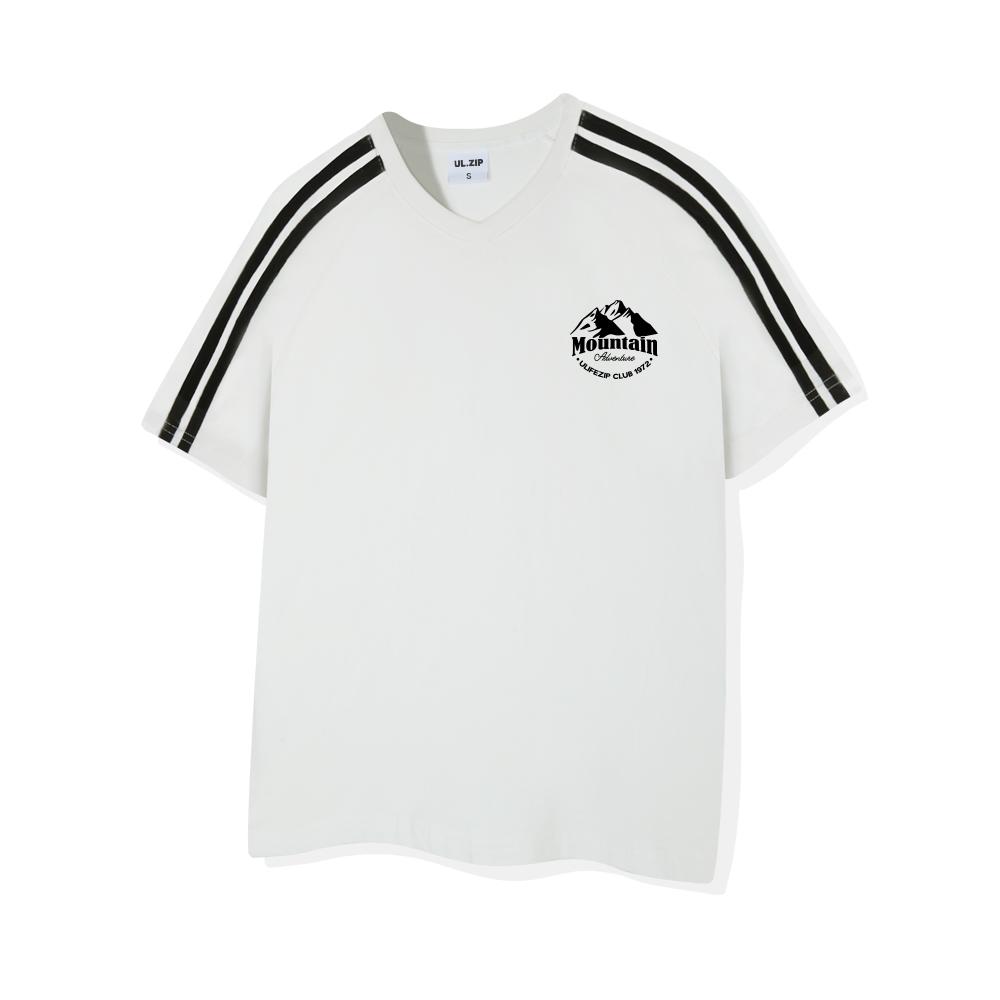 ULIFEZIP Mountain Club Oversized Track V-Neck Short Sleeve Tee 4 Colors [Ulzv_5004]