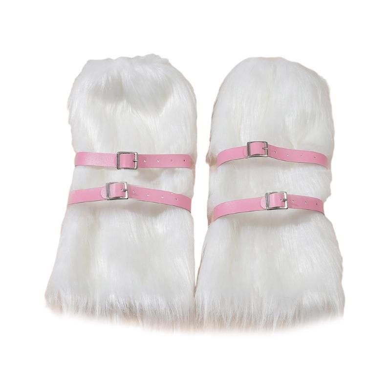 Women Furs Leg Warmer Winter Furry Long Boot Cuffs Fuzzy Shoe Cover Party Costume for Holiday Festival Performances Play