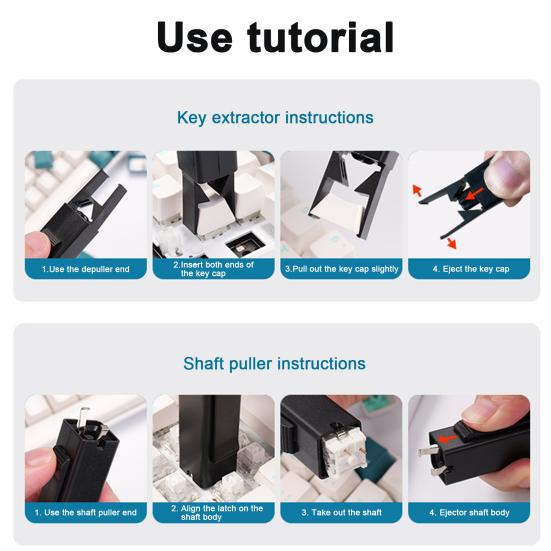 Two-in-one Keyboard Keycap Puller Damage-Free Portable Key Shaft Remover Tool Easy & Quick Key Caps Puller Tool for Cleaning And Replacement