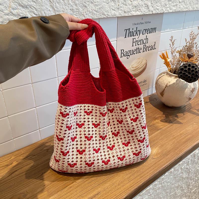 

Women s Large Capacity Woven Straw Crossbody Tote Bag - Spring Vacation Beach Bag Standard красный