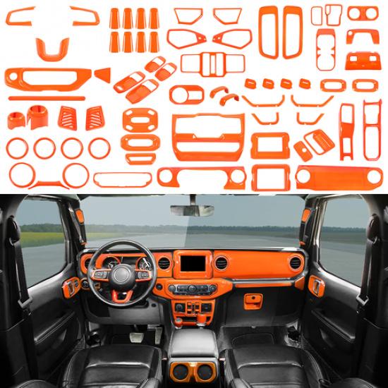 Orange Full Set Center Console Cover Trim Set For Jeep Wrangler JL Gladiator 18+