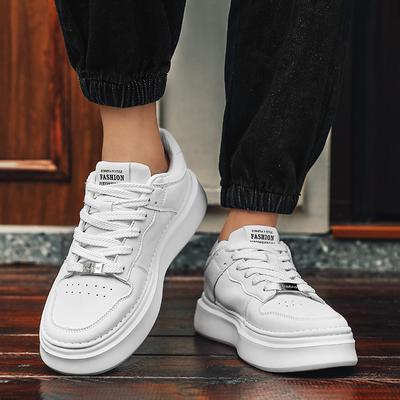 Fashion White Casual Men's Board Shoes Classic Thick Bottom Versatile Style Outdoor Street Walking Daily Youth Sports Quality Shoes