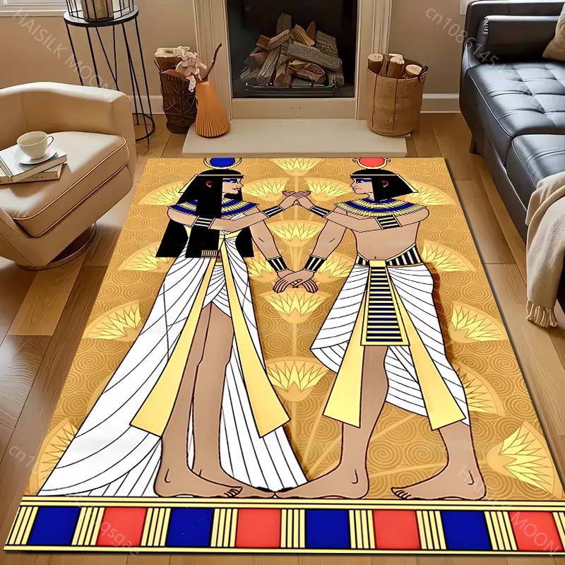 Ancient Egyptian Murals Print Carpet for Living Room Bedroom Sofa Doormat Decor Sofa Area Rug Non-slip Floor Mat for Gifts
