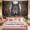Wolf (275) Theme Wall Tapestry Customized With Name Text Personalized Hanging Tapestry For Bedroom Living Room Decor