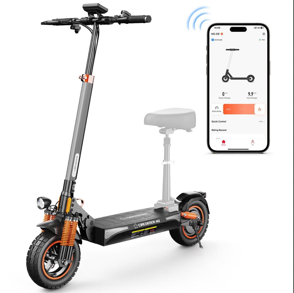 CIRCOOTER M2 ABE Terénní elektrická koloběžka pro dospělé 500W motor 48V12Ah baterie Skládací EScooter s ovládáním pomocí aplikace Terénní pneumatiky