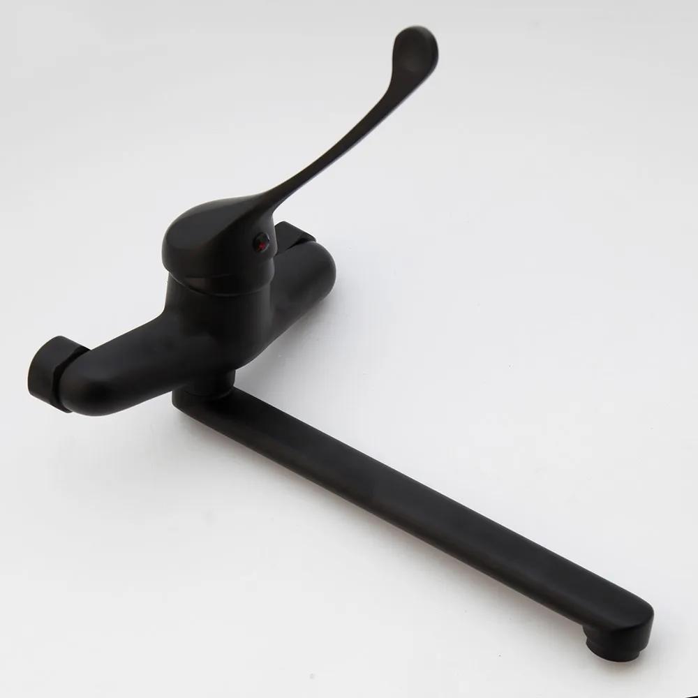 Torayvino Mattschwarz Messing Langer Griff Badezimmer Waschbecken Armatur Medizinische Hygiene Armaturen Aufsatz Armatur Kalt- und Warmmischer