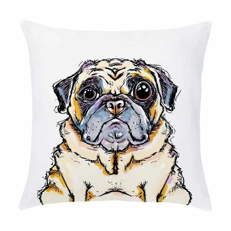 Customizable Home Square Soft Sofa Bed Pillow Cover Painted Dog Decorative Cartoon Puppy