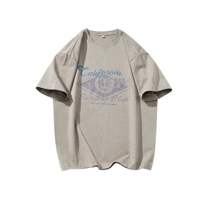 

300g Heavyweight Retro Pure Cotton Short-sleeved T-shirt for Men s Summer New Loose Round Neck Half-sleeved Top 4XL