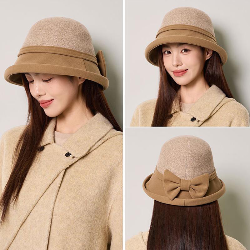 Fisherman Hat Women's Autumn Winter Wool Stitching Warm Hat