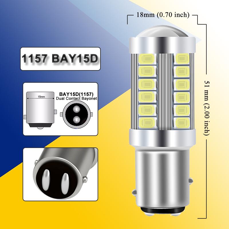 2/4/8 P21W 1156 BA15S Turn Signal Light 1157 BAY15D LED Bulbs Car Reverse Parking Backup Lights 12V 33SMD 6500K White Red Yellow