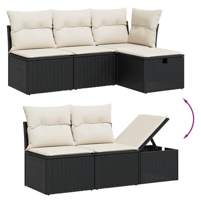 VidaXL Salon de Jardin avec Coussins 6 pcs, Canapés de Terrasse, Ensemble de Meubles de Patio, Mobilier d'Extérieur, Noir 3275464