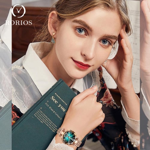 RORIOS Women's Quartz Watch, Cute and Sparkly Analog Watch with 30M Water Resistance, Stainless Steel Band, Perfect for Commuting, Casual Wear, Christ