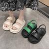 Thick-soled one-word beach shoes 2024 summer new round head one-pedal comfortable simple height-increasing cool slippers Roman shoes