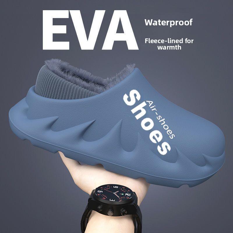 Men's New Style Closed-toe Outdoor Anti-slip Eva Waterproof Cotton Shoes for Home Wear, Also Available As A Couple's Cold-proof Option