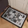 Black Line Flower Tile Doormat - Indoor/Outdoor Entryway Scraper Mat