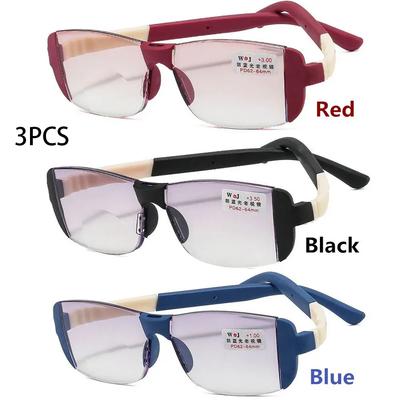 3PCS Reading Glasses Women Urltra-Light PC Protection Anti-Blue Light Men Elegant Comfortable Eyeglasses +100 +150 +200 To+400