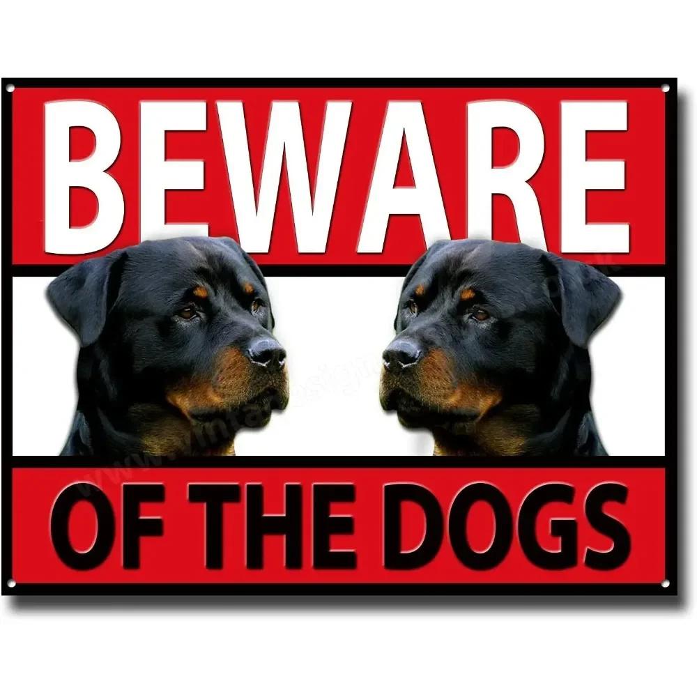 Cartello in Metallo Rottweiler Attenzione ai Cani, Sicurezza, Avviso, Cartello Cane da Guardia