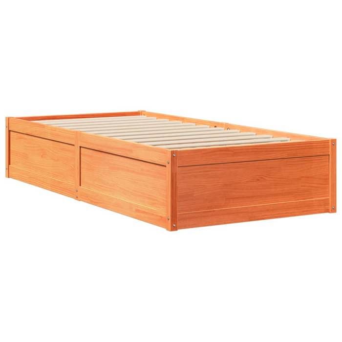 VidaXL Cadre de lit sans matelas cire marron 90x200 cm bois pin massif 846833
