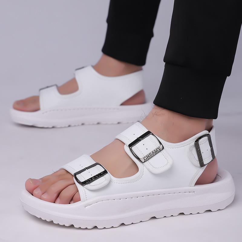 

Босоножки с открытым носком, пляжная обувь, легкая подошва из резиновой пены, модные повседневные нескользящие сандалии ручной работы большого размера In stock after 48-49 years белый