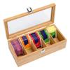 Gift Box Wooden Tea Bag Storage Boxes Dustproof Acrylic Lid Jewelry Organizer 5/9 Grids Rectangular Tea Box Holder Kitchen Bar