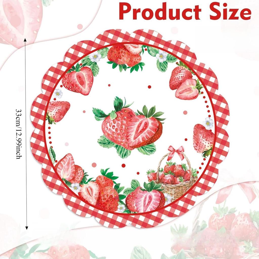Erdbeer-Papier-Tischsets für Geburtstage im Frühling/Sommer und Babypartys mit Beeren-Thema.
