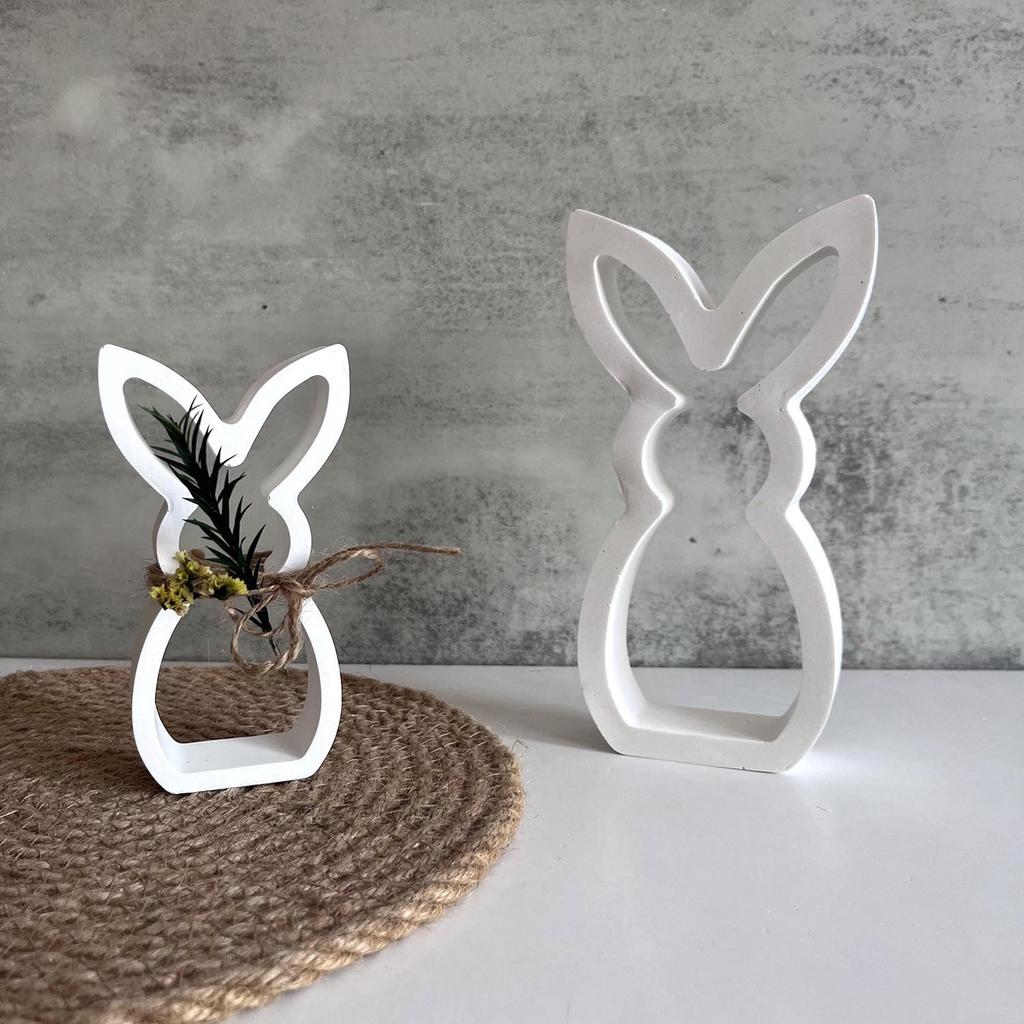 Hollow Bunny Candle Mold Easter Ornament Cute Rabbit Shape Plaster Decoration Molds Easter Rabbit Candle Holder Plaster Mold NEW
