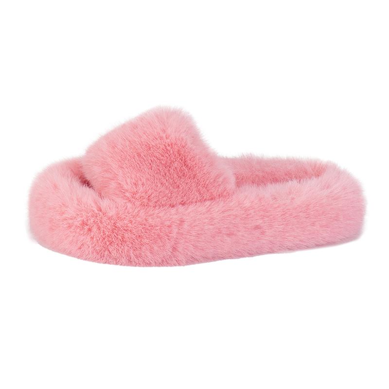 Children's Slippers Girls Open Toe Plush Fur Shoes Kids Soild Warm  Indoor Non Slip Rubber BottomMulti-style Cotton Slipper