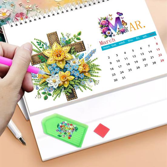 2026 DIY Desk Calendar Desktop Diamond Art Calendar Standing Monthly Calendar Planner for Home Office School Teachers New Year Gifts
