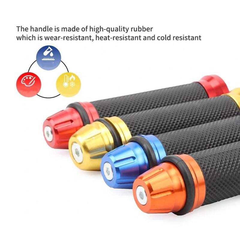 1 Pair Motorcycle Grips Hand Rubber Anti-Slip Cycling Scooter Handlebar Grips Modified 22-24Mm Universal Rubber Handle Bar Grips