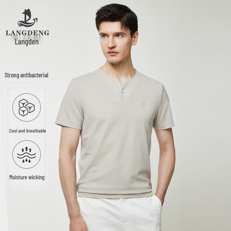 Langdeng Men s Summer Cooling Antibacterial Thin Short Sleeve T-Shirt XL (180/96A)