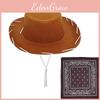 Children Cowboy Hat And Bandana Set With Rope For Dress Up Party And Holiday Celebrations