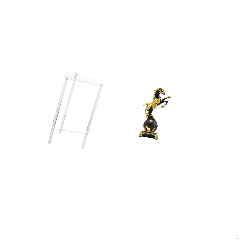 Minimalist Clear Acrylic Side Table with Horse Figurine Modern Statue Collection for Bedroom Living