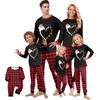 Family Matching Christmas Printed Loungewear Set with Long Sleeve Round Neck Top and Pants for Parents and Kids