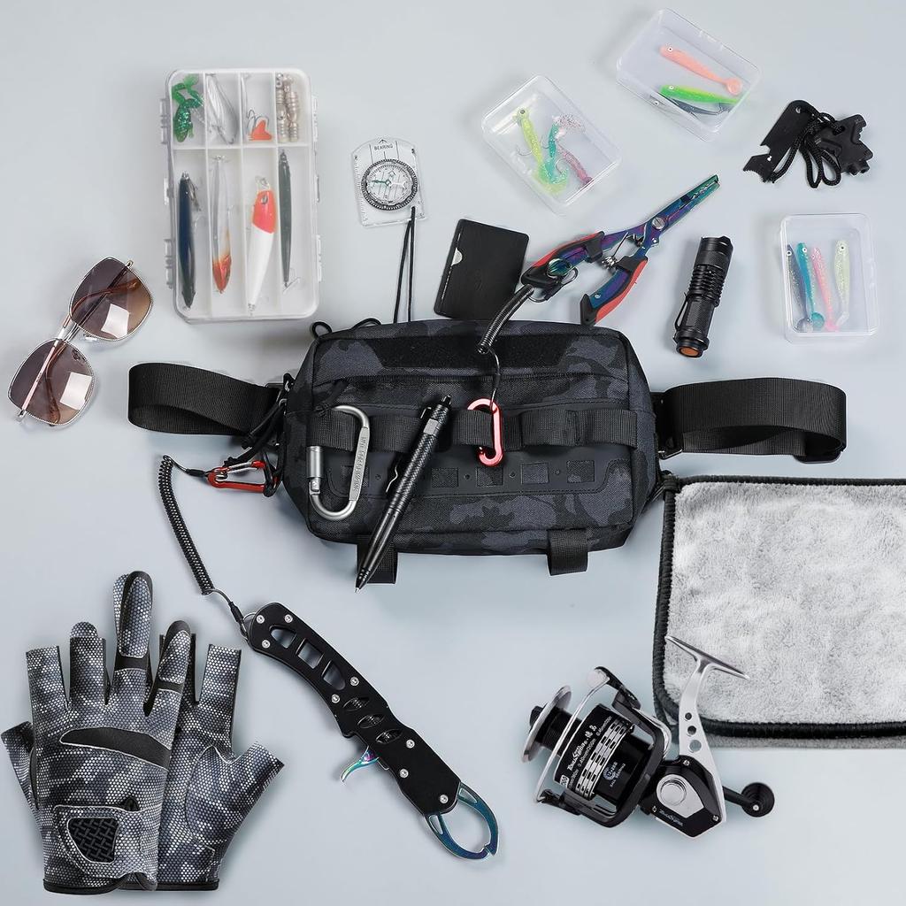 Outdoor Chest Bag for Men, Water-Resistant Fishing Chest Pack, Tactical Vest for Running, Cycling, Hiking, Lightweight Chest Pack Rig for Sports