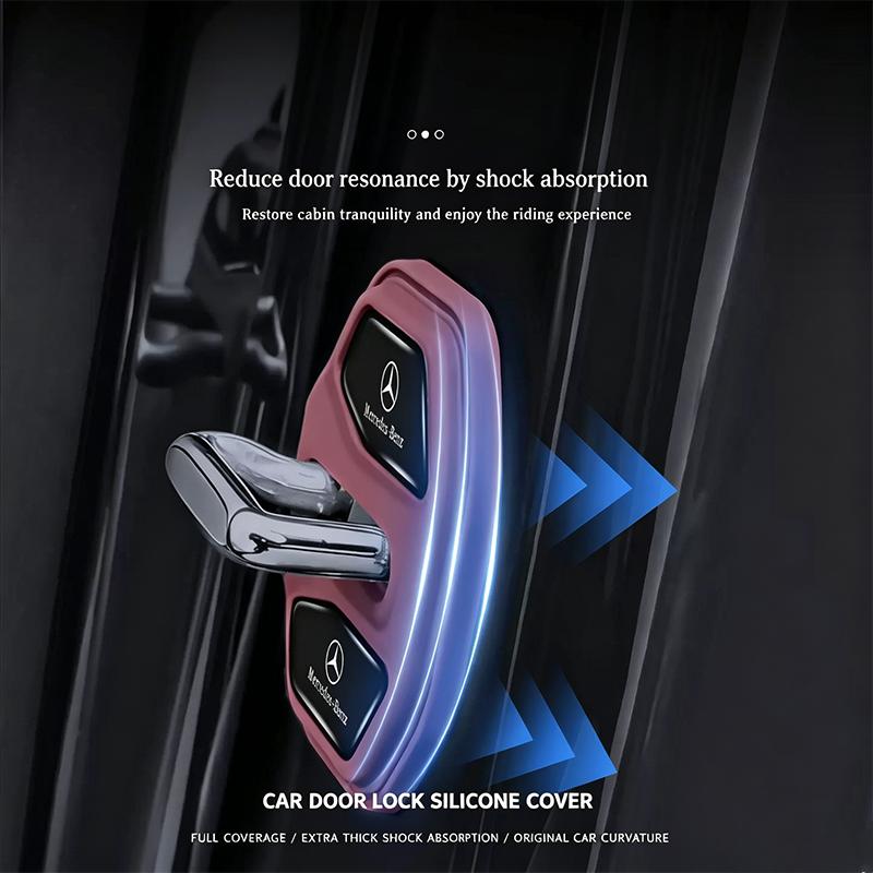 4Pcs Car Door Lock Buckle Protective Covers Shock Absorber Pad For Mercedes Benz AMG A B C E G CLA GLA W211 W214 W205 W168 W201 BGHKM1