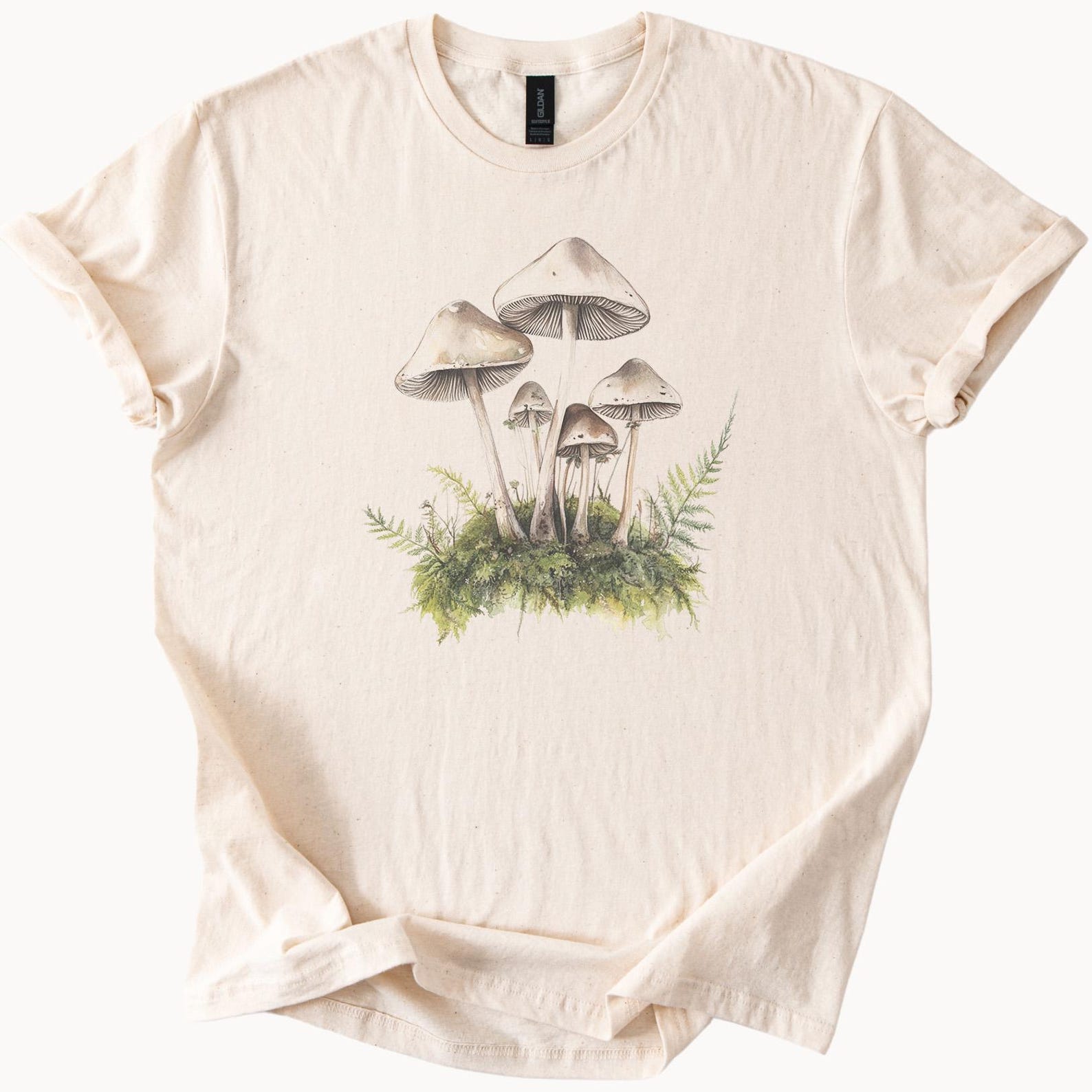 Mushroom Forest Graphic T Shirt Botanical Fungi Nature Art Tee Woodland Mushroom Illustration Shirt Aesthetic Cottagecore Shirt 140