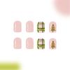 Short Square False Nails with Christmas Tree Christmas Press On Nails Stripes Full Cover Stick On Nails for Women Girls