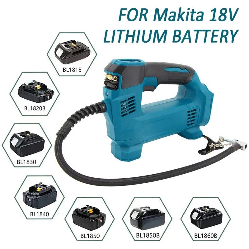 Portable Electric Air Pump for Makita 18V Lithium Battery Cordless Air Inflator with LED Light for Tire Pumping/Ball Inflation