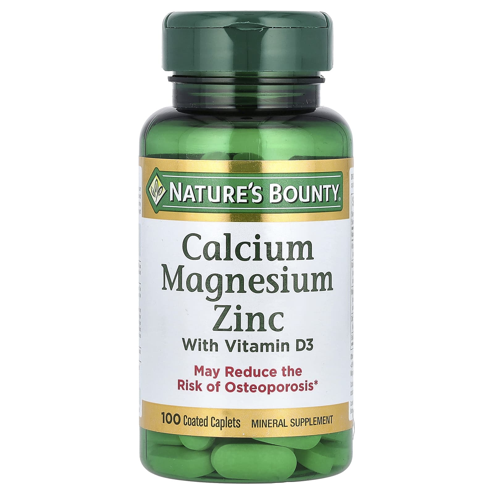 

Nature S Bounty, Calcium Magnesium Zinc, Vitamin D3, Coated Tablets, 100 Tablets