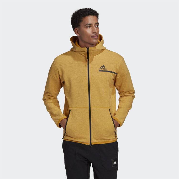 adidas ZNE FZ Winter Hoodie Jacket with Fleece Lining Men Outerwear Gold GU2078