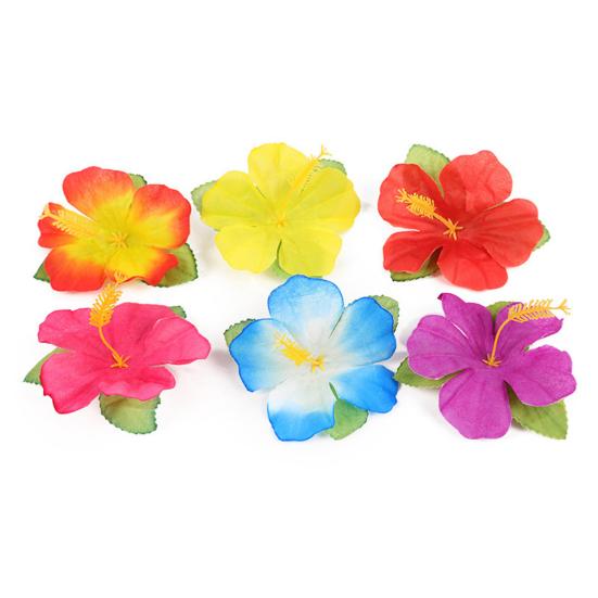 70 Pcs Hawaiian Leis Luau Party Decoration Artificial Tropical Palm Leaves Hibiscus Flowers Hula Dance Party Favors for Summer