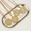 European & American Retro Brass Hollow Flower Pendant Necklace