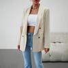 Autumn Winter Women's Casual Long Sleeve Solid Color Blazer Suit Button Commuter Temperament